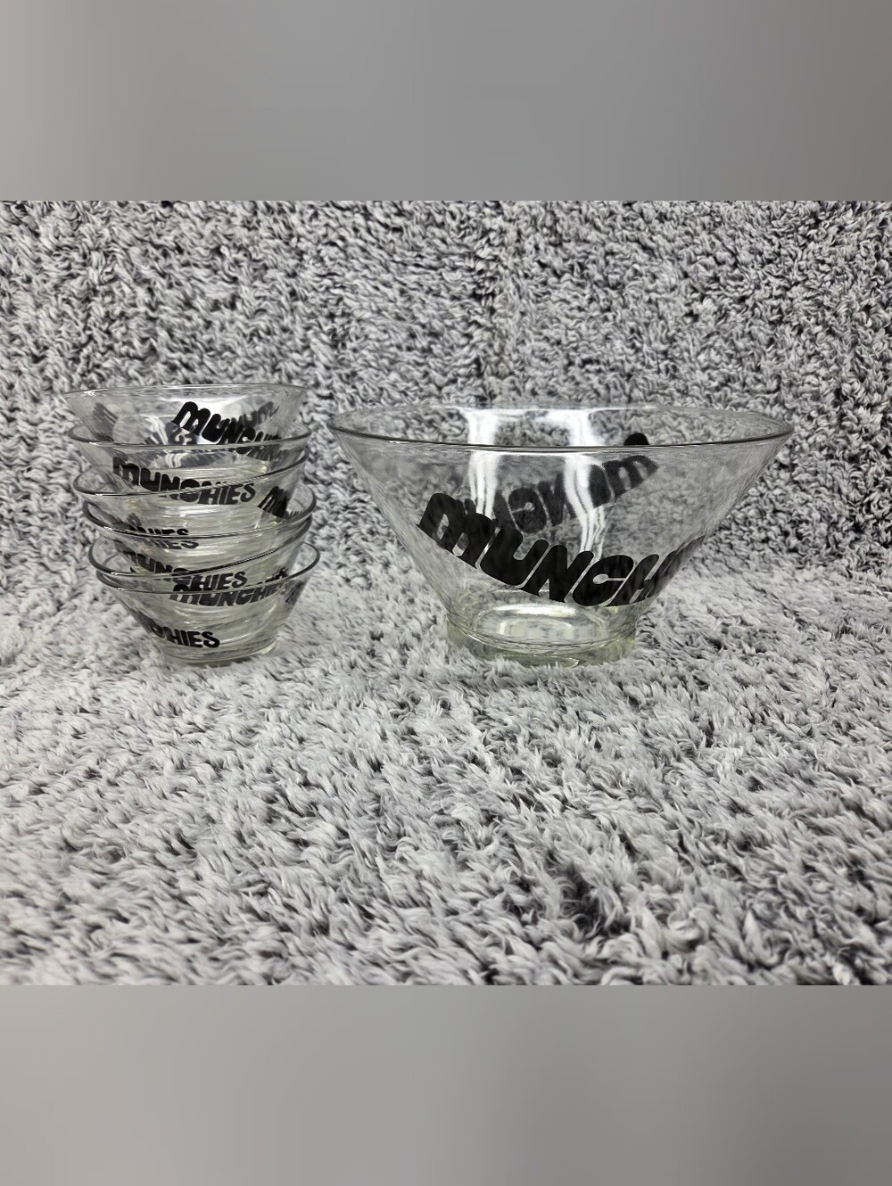 Vintage Munchies Wheaton Glass Snack Bowls set of 7 bowls, Heavy set